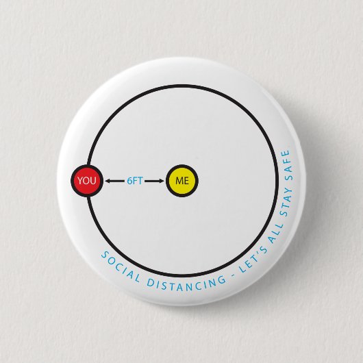 Badge Rond 5 Cm Distances sociales 6 Pieds Six - Séjournez en tout (Devant)