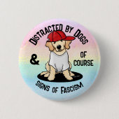 Badge Rond 5 Cm Distrait par chien et bouton (Devant)