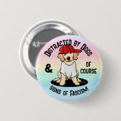 Badge Rond 5 Cm Distrait par chien et bouton (Devant & derrière)