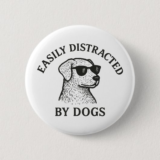 Badge Rond 5 Cm Distrait par les chiens (Devant)