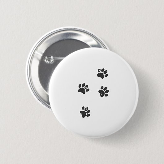 Badge Rond 5 Cm Distresse Chien Paw Traces (Devant & derrière)
