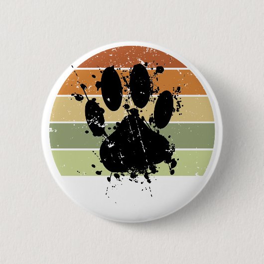 Badge Rond 5 Cm Distresse Paint Spatter Dog Empreinte de patte Ret (Devant)