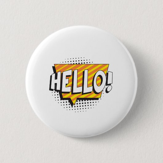 Badge Rond 5 Cm Dites "BONJOUR" dans le style pop art rétro (Devant)