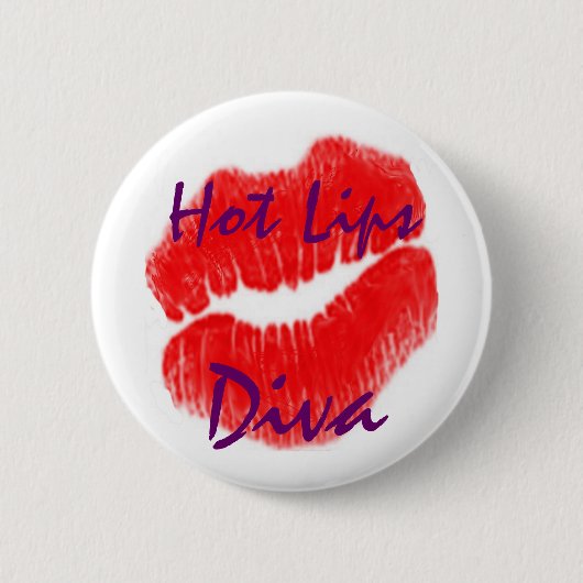 Badge Rond 5 Cm "Diva chaude de lèvres" dans le bouton blanc (Devant)
