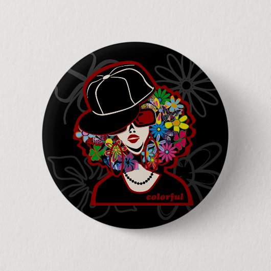 Badge Rond 5 Cm diva colorée (Devant)