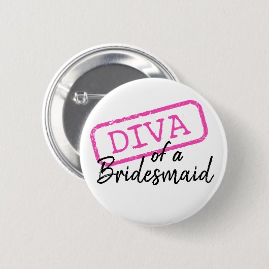 Badge Rond 5 Cm « DIVA demoiselle d'honneur » (Devant & derrière)