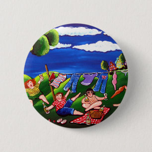 Badge Rond 5 Cm Divas Laverie Jour Vin Fun Art folklorique