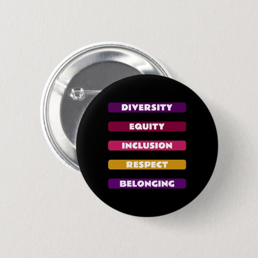 Badge Rond 5 Cm Diversité Équité Inclusion Respect Appartenance Pa (Devant & derrière)