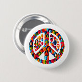 Badge Rond 5 Cm Diversité pacifique - Le signe de la paix face au (Devant & derrière)