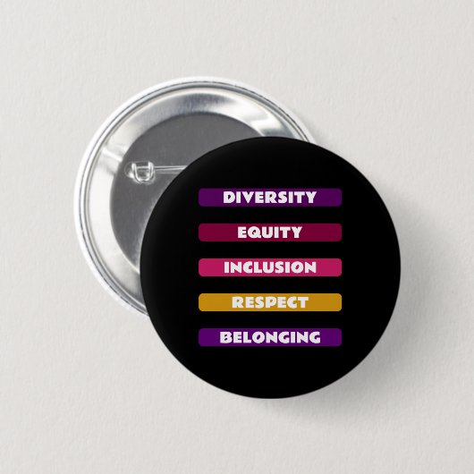 Badge Rond 5 Cm Diversity Equity Inclusion Respect Belonging Pack (Devant & derrière)