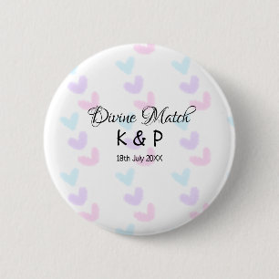Badge Rond 5 Cm Divine match ajouter nom de couple lettre motif co
