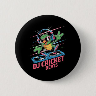 Badge Rond 5 Cm Dj Cricket Rythmes Groovy Musique Amusante