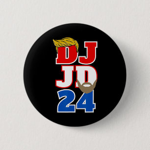 Badge Rond 5 Cm Dj Jd 24 Cheveux Trump Barbe Vance 2024 Républicai