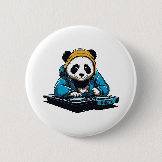 Badge Rond 5 Cm DJ Kawaii Panda (Devant)