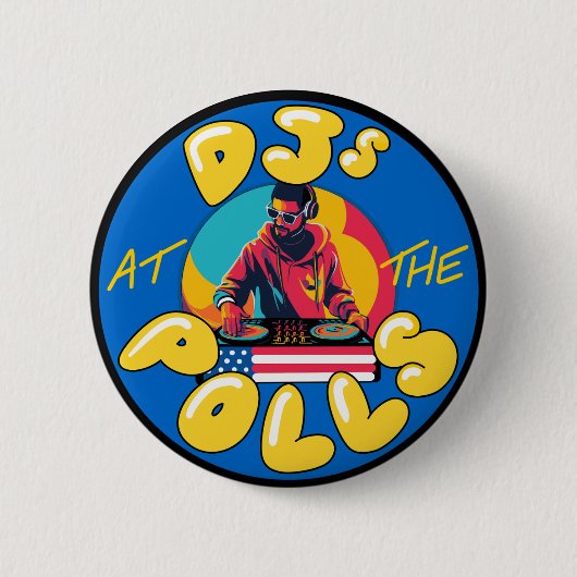 Badge Rond 5 Cm DJS au bouton des sondages (Devant)