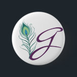 Badge Rond 5 Cm do-it-yourself Elégante Plume De Peacock<br><div class="desc">L'élégante plumes de paon vert émeraude ajoute une touche exotique à vos événements mariages. Une touche d'extravagance sobre.</div>