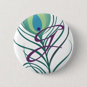 Badge Rond 5 Cm do-it-yourself Elégante Plume De Peacock