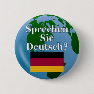 Badge Rond 5 Cm Do you speak German? in German. Flag & globe
