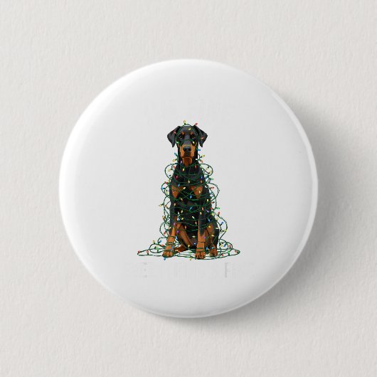Badge Rond 5 Cm Doberman Nscher Christmas I'm Fine Everything Is F (Devant)