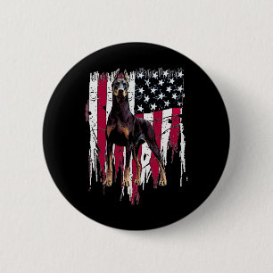 Badge Rond 5 Cm Doberman Pinscher Drapeau Américain Usa Awesome