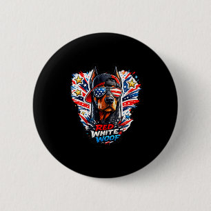 Badge Rond 5 Cm Doberman pinscher drôle rouge blanc et toutou