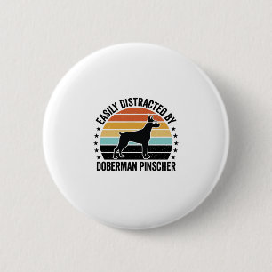 Badge Rond 5 Cm Doberman Pinscher Graphique Vintage Coucher de Sol