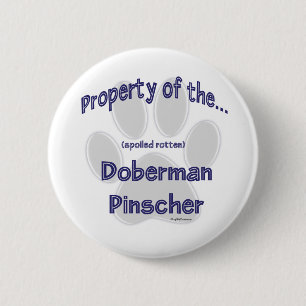 Badge Rond 5 Cm Doberman Pinscher, propriété - Bouton