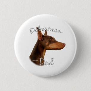 Badge Rond 5 Cm Doberman Pinscher (rouge) Papa 2