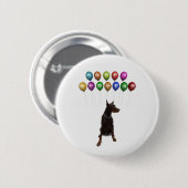 Badge Rond 5 Cm Doberman Pinscher souhaite Bonne Année 2016 (Devant & derrière)