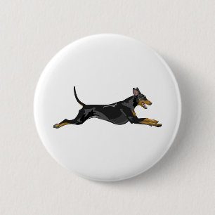 Badge Rond 5 Cm Doberman tout naturel courant noir