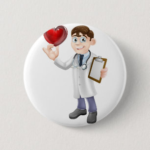 Badge Rond 5 Cm Docteur de coeur de bande dessinée