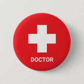 Badge Rond 5 Cm Docteur en médecine et premiers soins, Croix, Ambu (Devant)