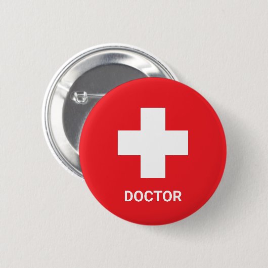 Badge Rond 5 Cm Docteur en médecine et premiers soins, Croix, Ambu (Devant & derrière)