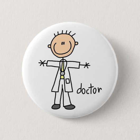 Badge Rond 5 Cm Docteur Stick Figure Button (Devant)