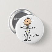 Badge Rond 5 Cm Docteur Stick Figure Button (Devant & derrière)