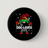 Badge Rond 5 Cm Dog Lover Gnome Red Buffalo Plaid Matching Family (Devant)
