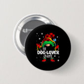 Badge Rond 5 Cm Dog Lover Gnome Red Buffalo Plaid Matching Family (Devant & derrière)