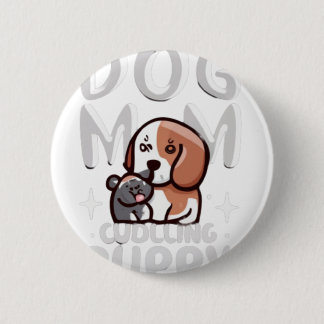 Badge Rond 5 Cm Dog Mom Cuddling Puppy Gift Tags