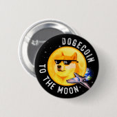 Badge Rond 5 Cm Dogecoin À La Lune Drôle Mème Cryptomonnaie (Devant & derrière)