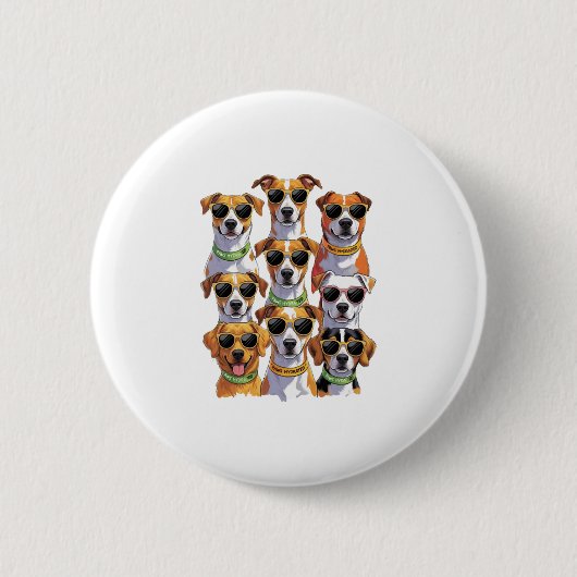 Badge Rond 5 Cm Dogs in sunglasses Paws Hydrated (Devant)