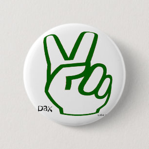 Badge Rond 5 Cm Doigts de paix - vert