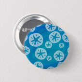 Badge Rond 5 Cm Dollar de sable blanc et Motif bleu (Devant & derrière)