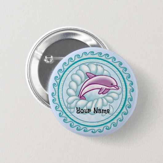 Badge Rond 5 Cm Dolphin Splash (Devant & derrière)