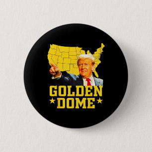 Badge Rond 5 Cm Dôme doré Trump Grande carte américaine patriotiqu