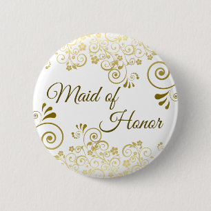 Badge Rond 5 Cm Domestique du mariage en filigrane d'or