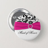 Badge Rond 5 Cm Domestique noire, blanche, et fuchsia de Pin (Devant & derrière)