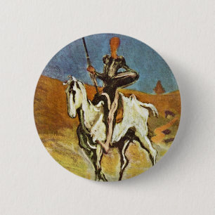 Badge Rond 5 Cm Don don Quichotte et Sancho Panza par Daumier
