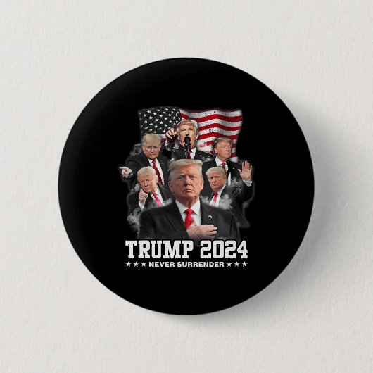 Badge Rond 5 Cm Donald J Trump 2024 Ne jamais céder 1 (Devant)