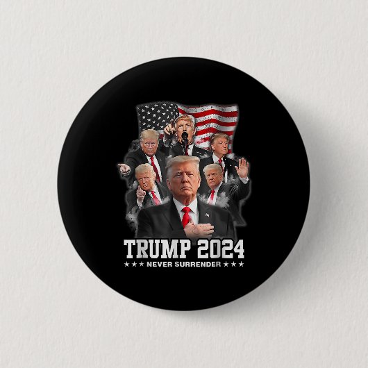 Badge Rond 5 Cm Donald J Trump 2024 ne se rend jamais (Devant)