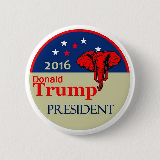 Badge Rond 5 Cm Donald Trump 2016 (Devant)